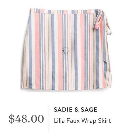 Sadie & Sage LARGE Lilia Faux Wrap Skirt - Stitch Fix Striped Waist Tie - Picture 2 of 12